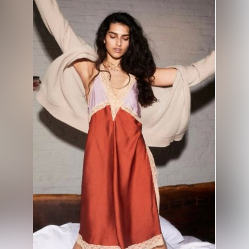 Free People Tri Me Midi Slip Dress